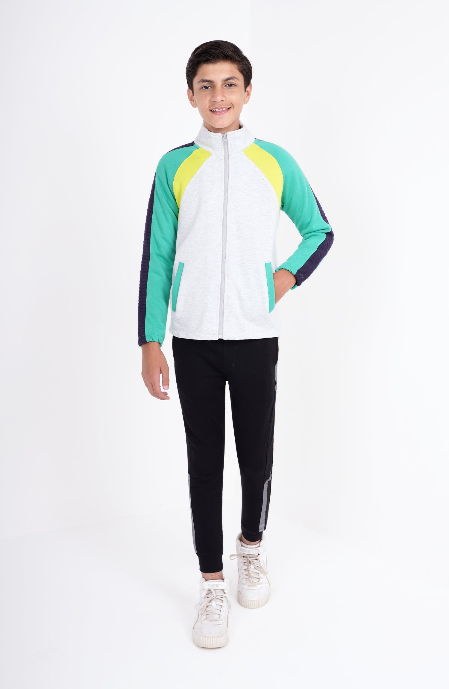 Color-Block-Mock -Neck-Zipper
